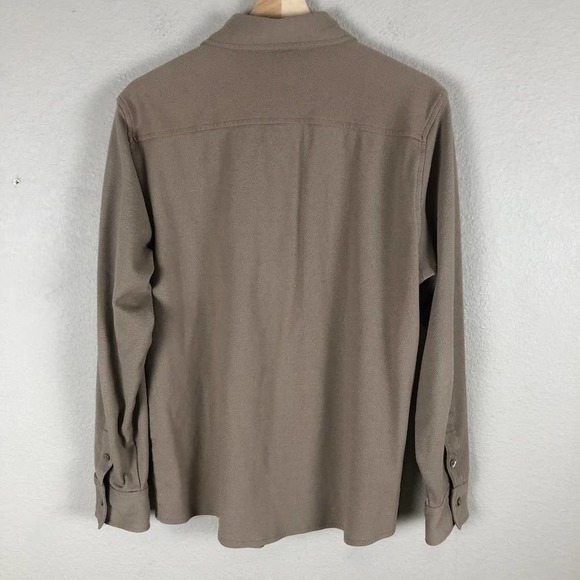 steve & Barrys Shirt Beige Textured Button Up Comfort Soft Size Large - Picture 10 of 11